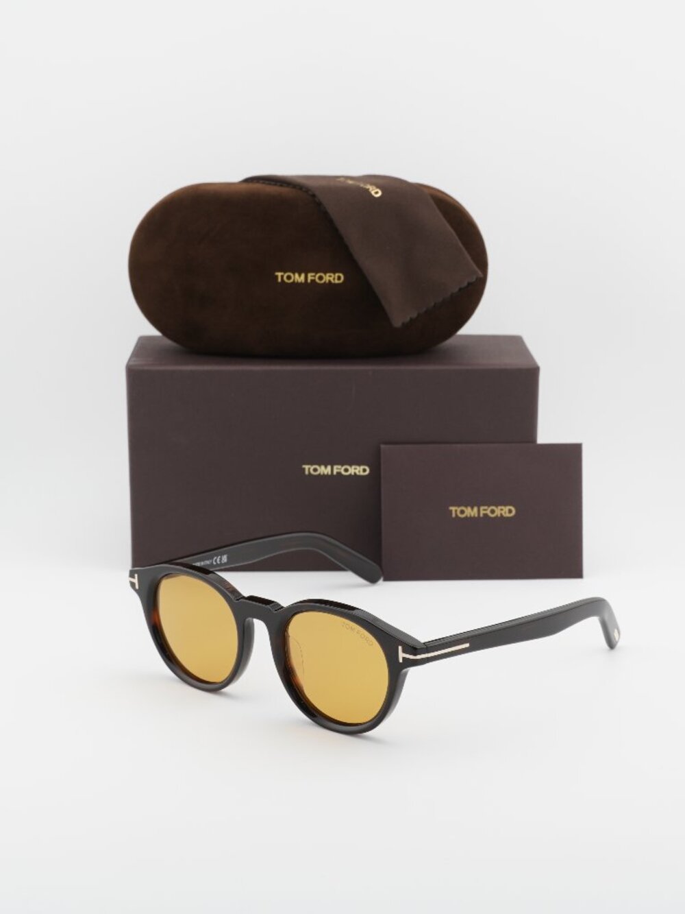 Tom Ford FT1123-D 52E Sunglasses Havana Round Frame, Brown Lenses